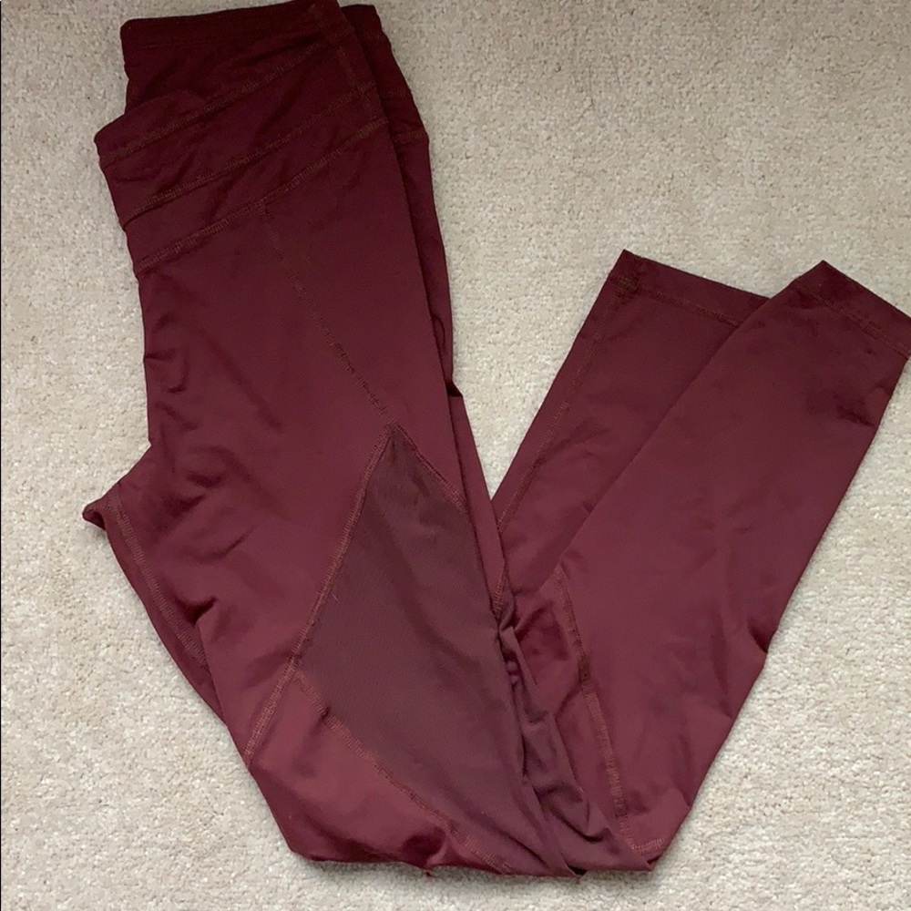 VARLEY Maroon High-waist Mesh Cut-out Leggings S